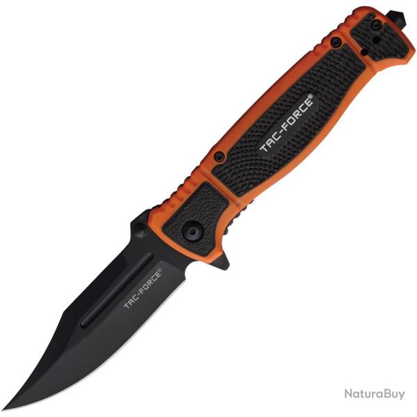 Couteau Pliant Tac Force A/O Lame Acier 3Cr13 Manche Nylon Noir et Orange Linerlock TF2008OR