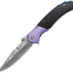 Couteau Pliant Tac Force A/O Lame Acier 3Cr13MoV Manche Aluminium et Bois Violet et Noir TF2009BL