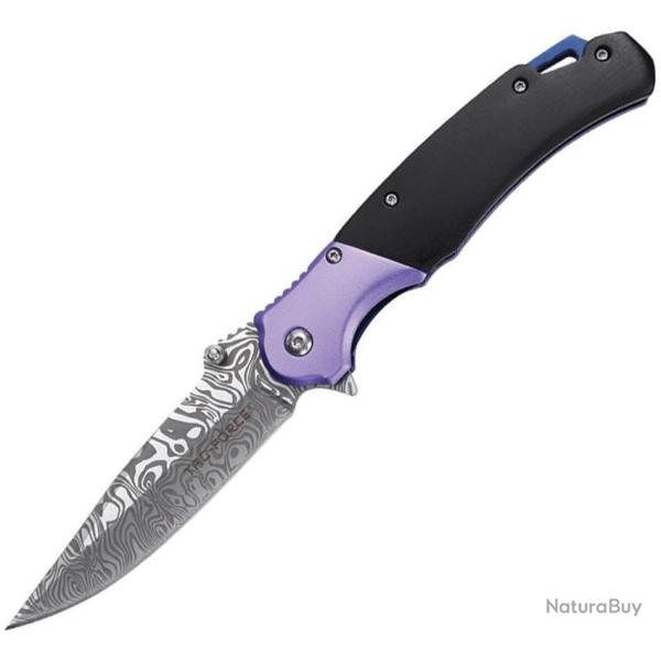 Couteau Pliant Tac Force A/O Lame Acier 3Cr13MoV Manche Aluminium et Bois Violet et Noir TF2009BL