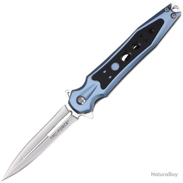 Couteau Pliant Tac Force A/O Lame Acier 3Cr13MoV Manche Aluminium et G10 Bleu et Noir TF2011BL