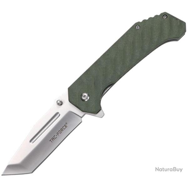 Couteau Pliant Tac Force A/O Lame Acier 3Cr13MoV Tanto Manche G10 Vert Linerlock TF2012GN
