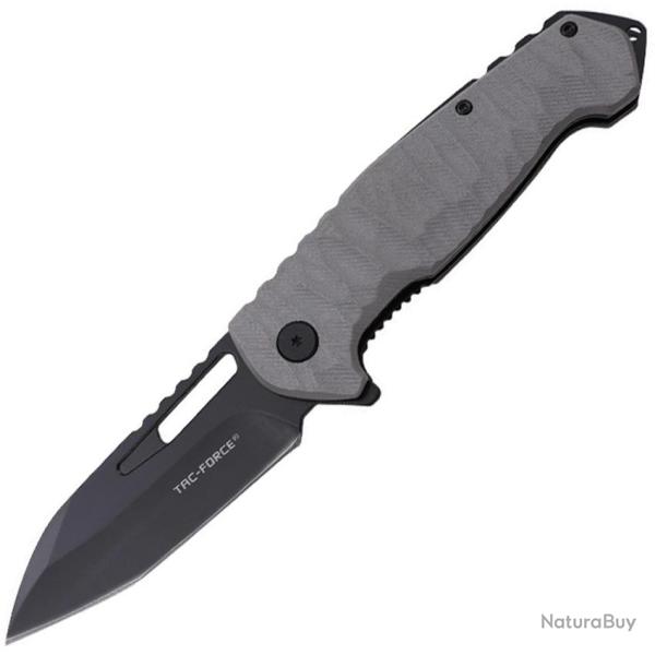 Couteau Pliant Tac Force A/O Lame Acier 3Cr13MoV Sheepsfoot Manche G10 Gris Linerlock TF2013GY