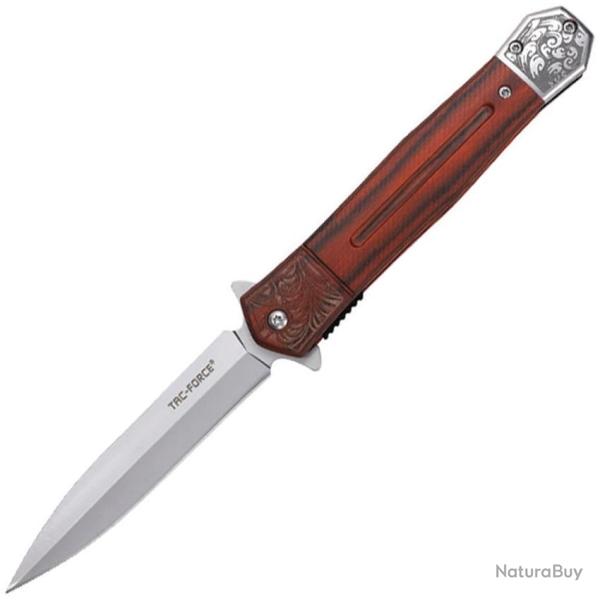 Couteau Pliant Tac Force A/O Lame Inox Manche Bois Marron Linerlock TF2016LG