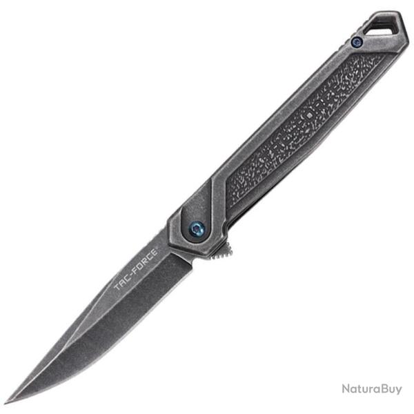 Couteau Pliant Tac Force A/O Lame Acier 3Cr13MoV Manche Inox Noir Framelock TF2019BB