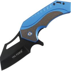 Couteau Pliant Tac Force A/O Lame Acier 3Cr13MoV Manche Aluminium Noir et Bleu Linerlock TF2020BL