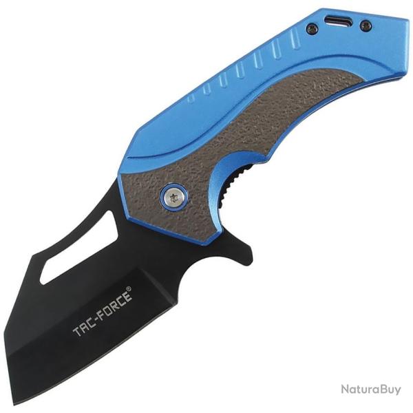 Couteau Pliant Tac Force A/O Lame Acier 3Cr13MoV Manche Aluminium Noir et Bleu Linerlock TF2020BL
