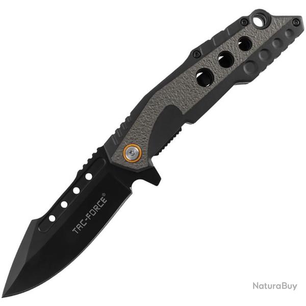 Couteau Pliant Tac Force A/O Lame Acier 3Cr13MoV Manche Aluminium Noir et Gris Linerlock TF2021GY