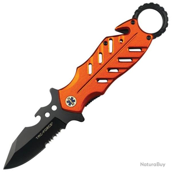 Couteau Pliant Tac Force Rescue A/O Lame Acier 3Cr13 Manche Aluminium Orange Linerlock TF2027EMT