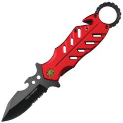 Couteau Pliant Tac Force Rescue A/O Lame Acier 3Cr13 Manche Aluminium Rouge Linerlock TF2027FD