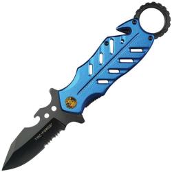 Couteau Pliant Tac Force Rescue A/O Lame Acier 3Cr13 Manche Aluminium Bleu Linerlock TF2027PD