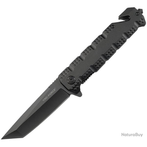 Couteau Pliant Tac Force Rescue A/O Lame Inox Tanto Manche Aluminium Noir Linerlock TF2028BK