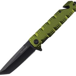 Couteau Pliant Tac Force Rescue A/O Lame Inox Tanto Manche Aluminium Vert Linerlock TF2028GN