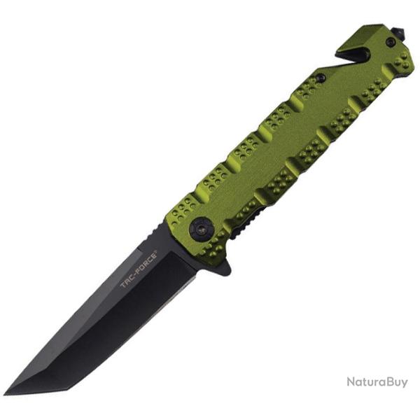 Couteau Pliant Tac Force Rescue A/O Lame Inox Tanto Manche Aluminium Vert Linerlock TF2028GN