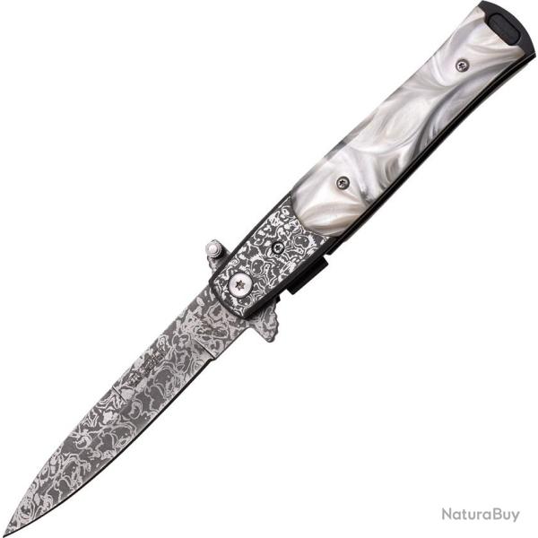 Couteau Pliant Tac Force Stiletto A/O Lame Acier 3Cr13 Manche Imitation Nacre Linerlock TF428DMP