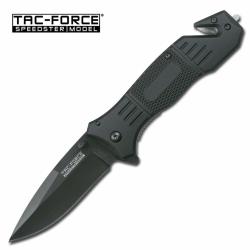 Couteau Pliant Tac Force A/O Lame Acier 3Cr13 Drop Point Manche Aluminium Noir Linerlock TF434