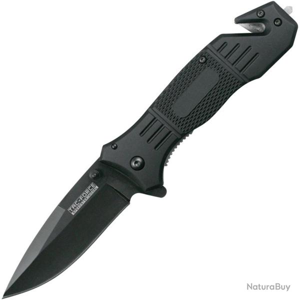 Couteau Pliant Tac Force A/O Lame Acier 3Cr13 Drop Point Manche Aluminium Noir Linerlock TF434