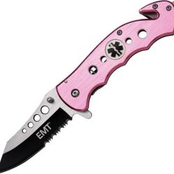 Couteau Pliant Tac Force EMT A/O Lame Acier 3Cr13 Manche Aluminium Rose Linerlock TF498PEM