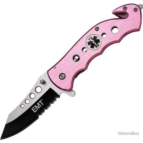 Couteau Pliant Tac Force EMT A/O Lame Acier 3Cr13 Manche Aluminium Rose Linerlock TF498PEM