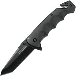 Couteau Pliant Tac Force Rescue A/O Lame Acier 3Cr13 Tanto Manche Aluminium Noir Linerlock TF499BT