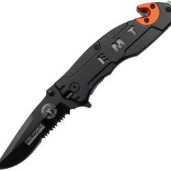 Couteau Pliant Tac Force EMT A/O Lame Acier 3Cr13 Manche Aluminium Noir et Orange Linerlock TF525EM
