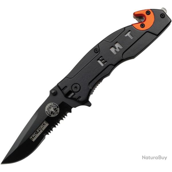 Couteau Pliant Tac Force EMT A/O Lame Acier 3Cr13 Manche Aluminium Noir et Orange Linerlock TF525EM