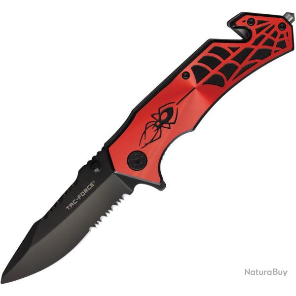 Couteau Pliant Tac Force Spider A/O Lame Acier 3Cr13 Manche Aluminium Noir et Rouge TF553RB