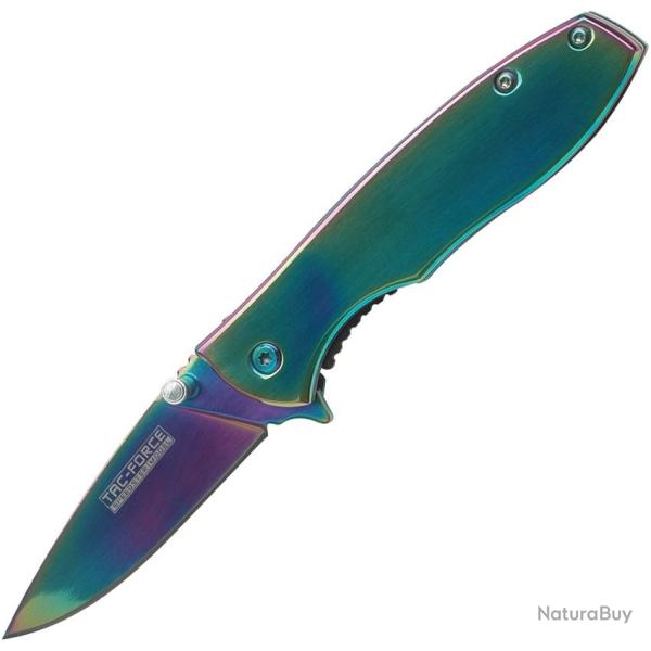 Couteau Pliant Tac Force Executive Series A/O Lame Acier 3Cr13 Manche Inox Arc-en-ciel TF573