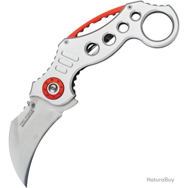 Couteau Pliant Tac Force A/O Lame Acier 3Cr13 Manche Aluminium Rouge et Gris Linerlock TF578S