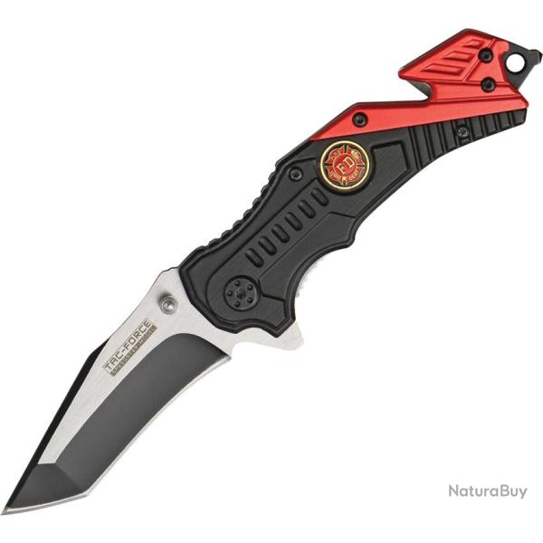 Couteau Pliant Tac Force A/O Lame Acier 3Cr13 Manche Aluminium Noir et Rouge TF640FD