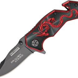 Couteau Pliant Tac Force Dragon Strike A/O Lame Acier 3Cr13 Manche Aluminium Rouge et Noir TF686BR
