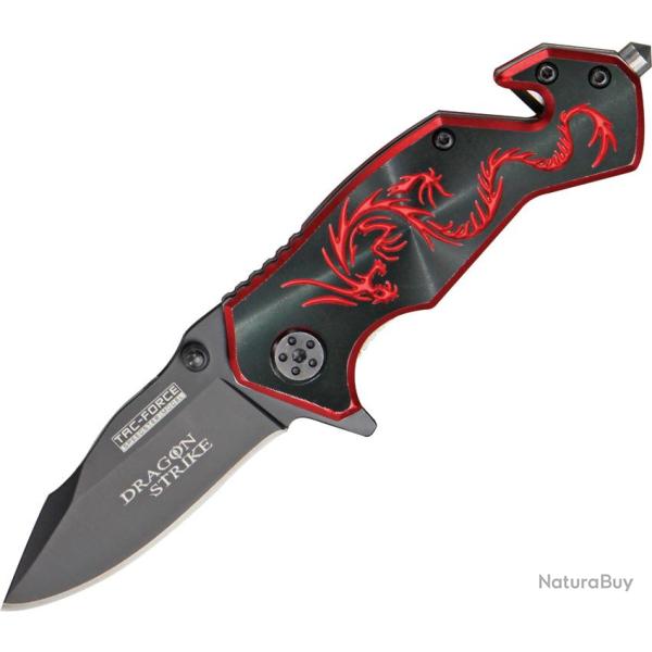 Couteau Pliant Tac Force Dragon Strike A/O Lame Acier 3Cr13 Manche Aluminium Rouge et Noir TF686BR