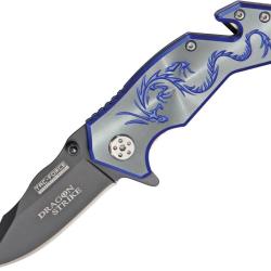 Couteau Pliant Tac Force A/O Lame Acier 3Cr13 Manche Aluminium Bleu &Eacute;lectrique et Argent TF686GY