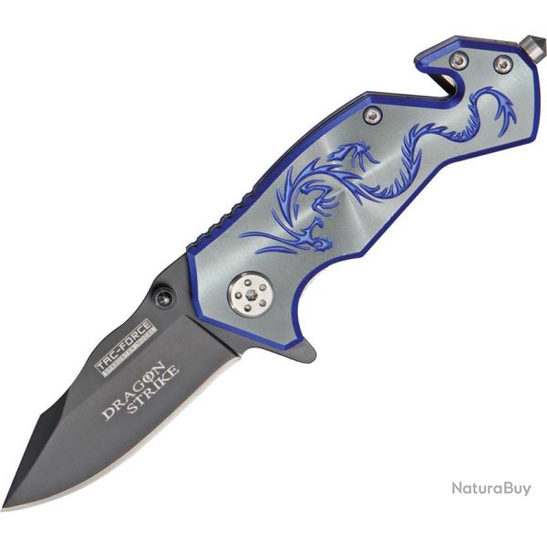 Couteau Pliant Tac Force A/O Lame Acier 3Cr13 Manche Aluminium Bleu �lectrique et Argent TF686GY