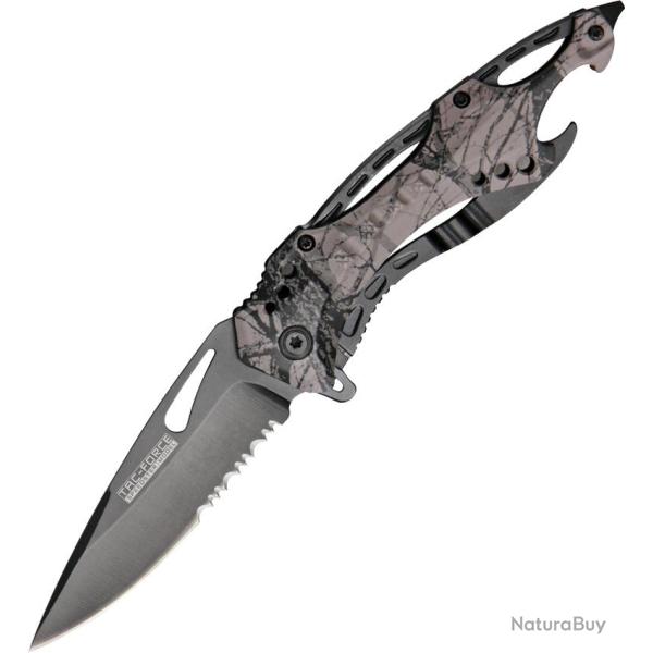Couteau Pliant Tac Force A/O Lame Acier 3Cr13 Manche Aluminium Camo Gris Linerlock TF705FC