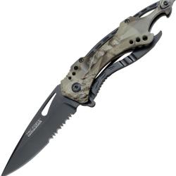 Couteau Pliant Tac Force A/O Lame Acier 3Cr13 Manche Inox et Aluminium Noir et Camo Gris TF705GC