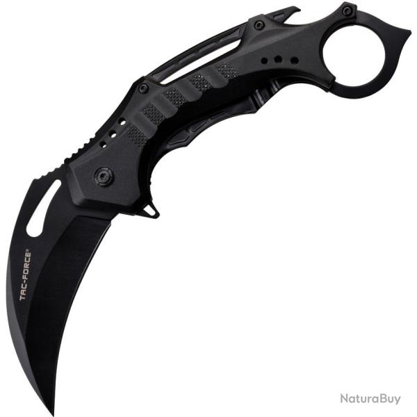 Couteau Pliant Tac Force A/O Lame Inox Karambit Manche Aluminium Noir Linerlock TF705KBK