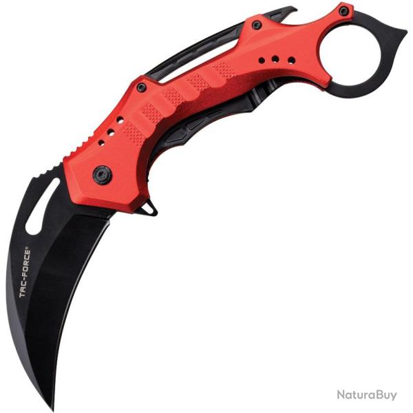 Couteau Pliant Tac Force A/O Lame Inox Karambit Manche Aluminium Rouge Linerlock TF705KRD