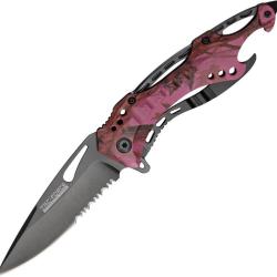 Couteau Pliant Tac Force A/O Lame Acier 3Cr13 Manche Aluminium Camo Rose Linerlock TF705PC