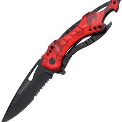 Couteau Pliant Tac Force A/O Lame Acier 3Cr13 Manche Aluminium Camo Rouge Linerlock TF705RC