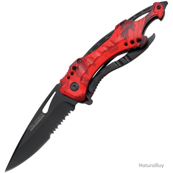 Couteau Pliant Tac Force A/O Lame Acier 3Cr13 Manche Aluminium Camo Rouge Linerlock TF705RC