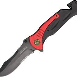 Couteau Pliant Tac Force Rescue Large A/O Lame Acier 3Cr13 Manche Aluminium Rouge et Noir TF727FD