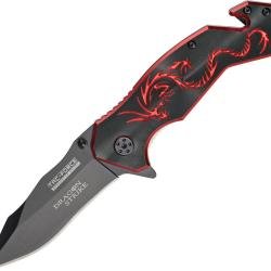Couteau Pliant Tac Force Dragon Strike Lame Acier 3Cr13 Manche Aluminium Rouge et Noir TF759BR