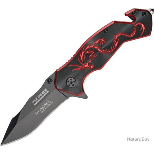 Couteau Pliant Tac Force Dragon Strike Lame Acier 3Cr13 Manche Aluminium Rouge et Noir TF759BR