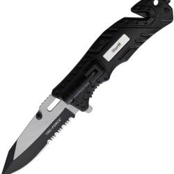 Couteau Pliant Tac Force Rescue Sheriff A/O Lame Acier 3Cr13 Manche Aluminium Noir Linerlock TF835SH