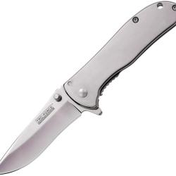 Couteau Pliant Tac Force A/O Lame Acier 3Cr13 Drop Point Manche Inox Poli Miroir Framelock TF861C