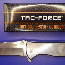 Couteau Pliant Tac Force A/O Lame Acier 3Cr13 Drop Point Manche Inox Poli Miroir Framelock TF861C