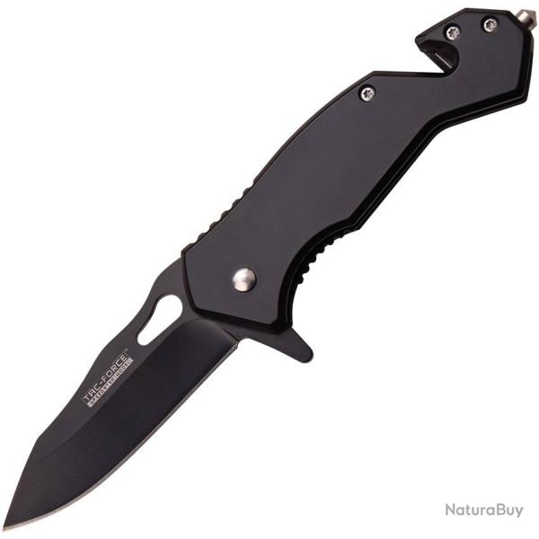 Couteau Pliant Tac Force A/O Lame Acier 3Cr13 Drop Point Manche Inox Noir Linerlock TF903BK