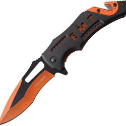 Couteau Pliant Tac Force EMT A/O Lame Acier 3Cr13 Manche Aluminium Noir et Orange Linerlock TF976EM