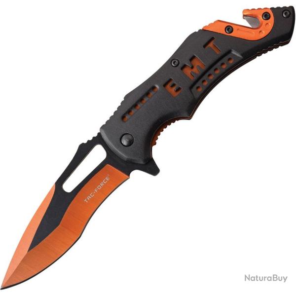 Couteau Pliant Tac Force EMT A/O Lame Acier 3Cr13 Manche Aluminium Noir et Orange Linerlock TF976EM