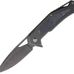 Couteau Pliant Tac Force A/O Lame Acier 3Cr13 Manche Inox Noir Insert Synth&eacute;tique TFA2001BK